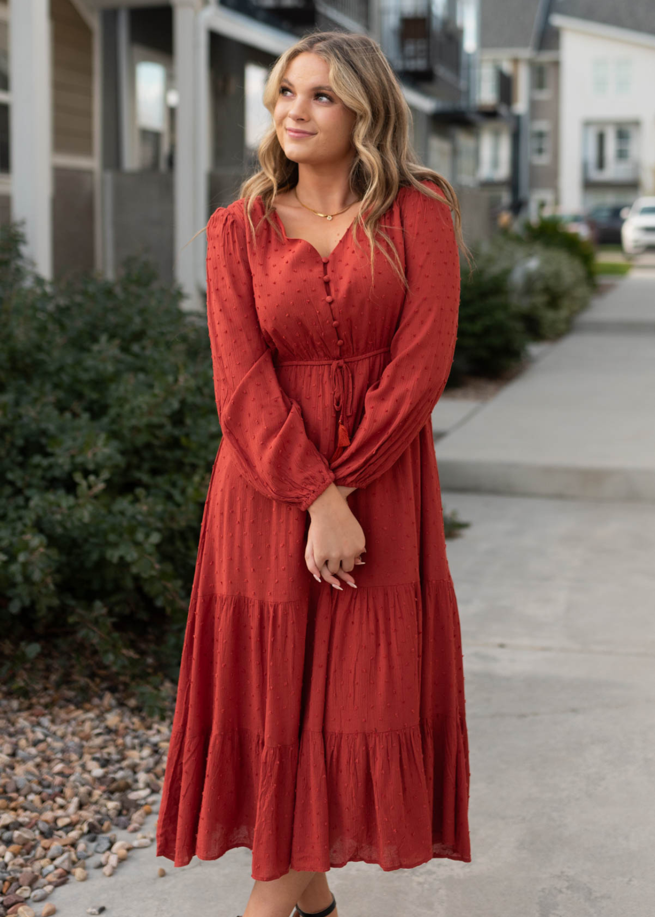 Halie T-Shirt Dress - Brick Red