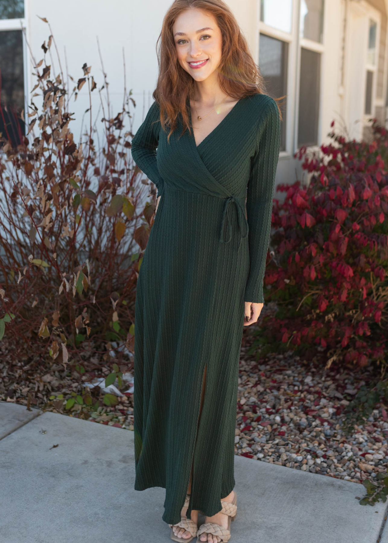 Hunter green maxi outlet dress