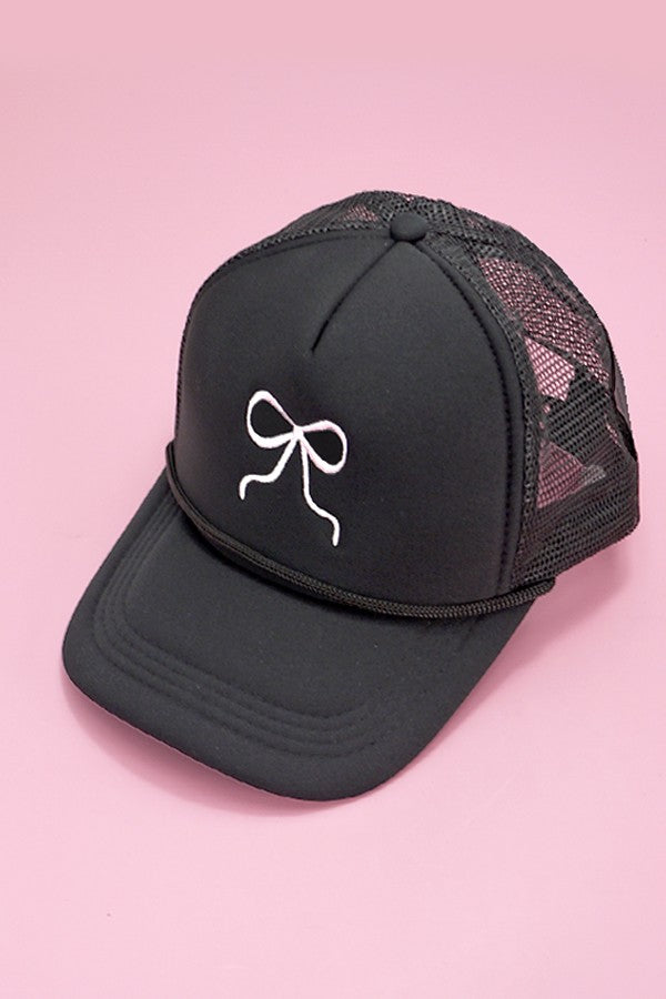 Whitley Black Embroidered Bow Hat