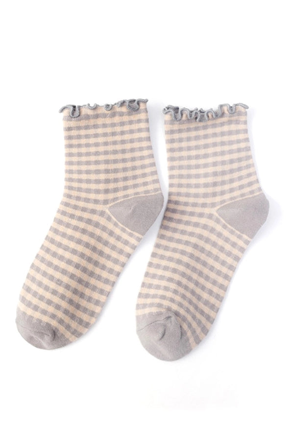 Lyla Grey Checker Ruffle Socks