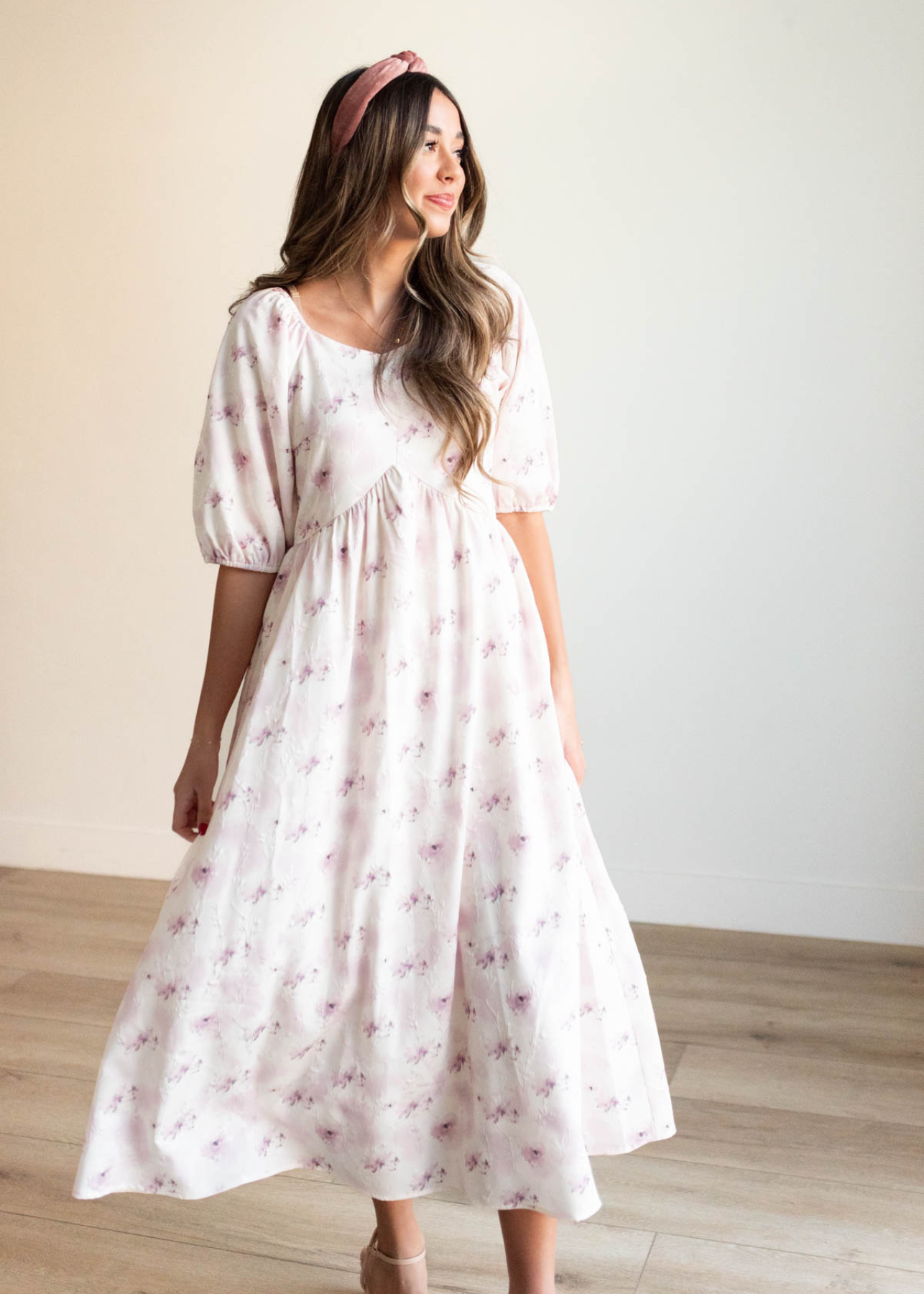 Lavender blush floral dress