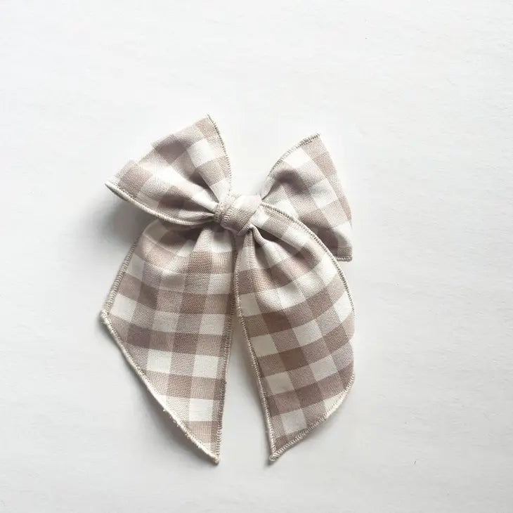 Elle Neutral Gingham Bow