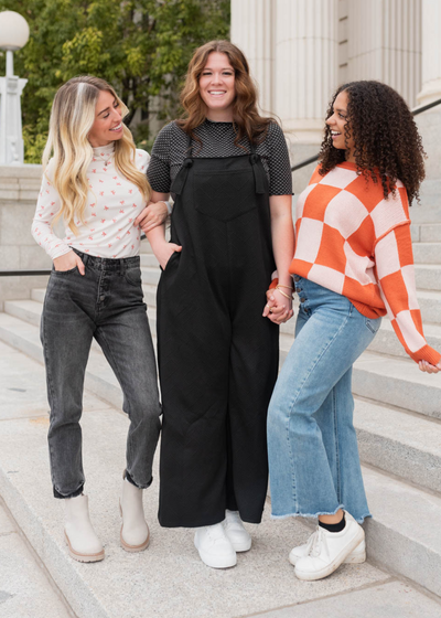 Lexie Black Textured Overalls