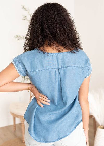 Aleah Embroidered Denim Top