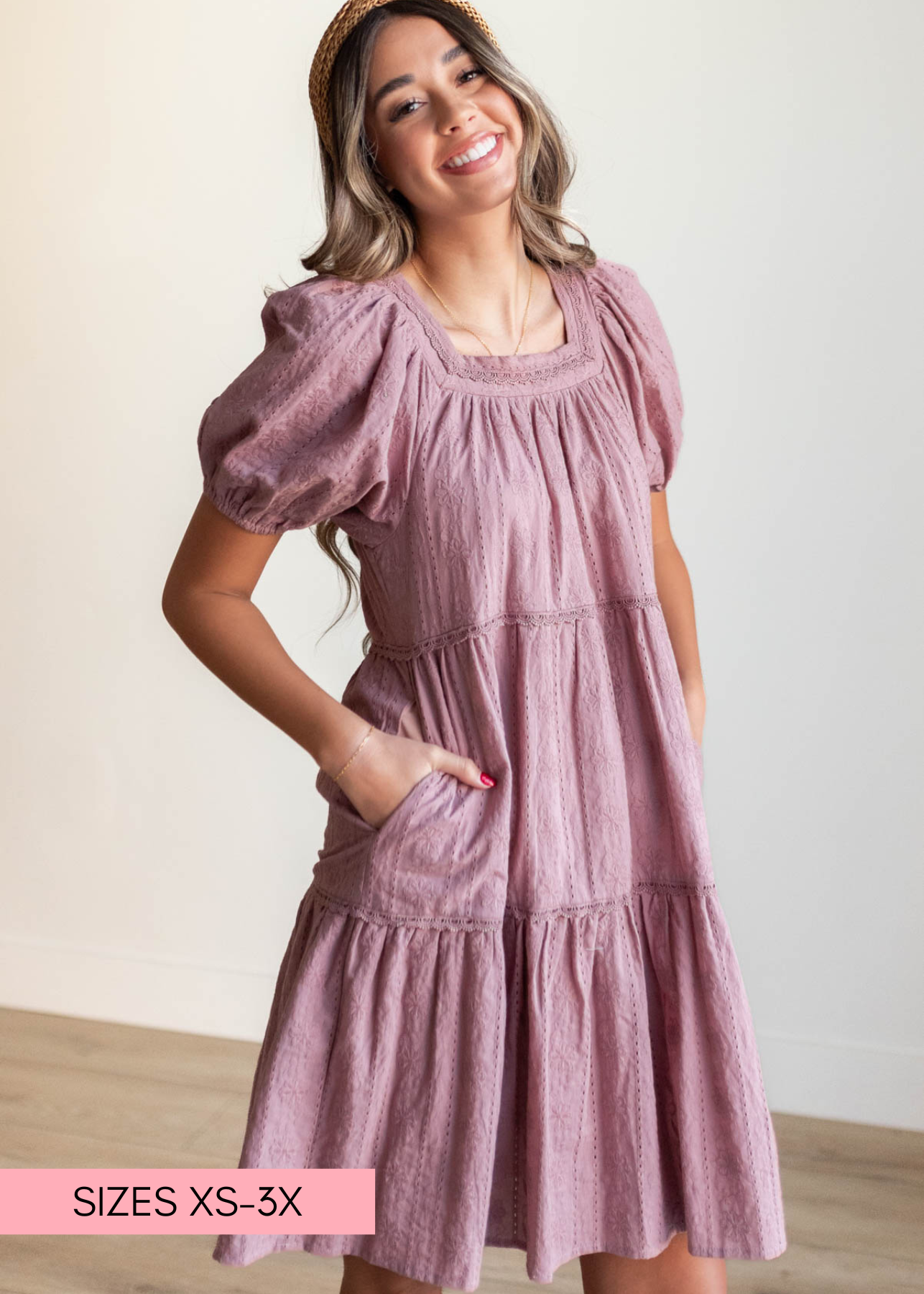 Aleena Dusty Mauve Embroidered Dress