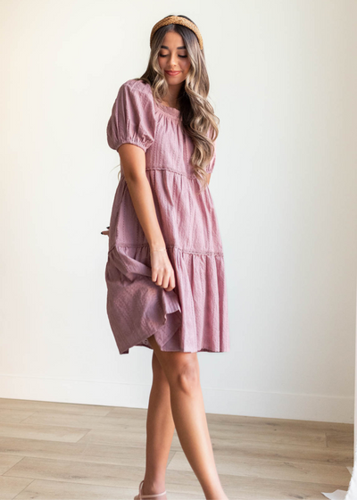 Aleena Dusty Mauve Embroidered Dress