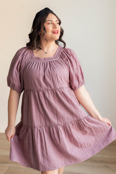 Aleena Dusty Mauve Embroidered Dress