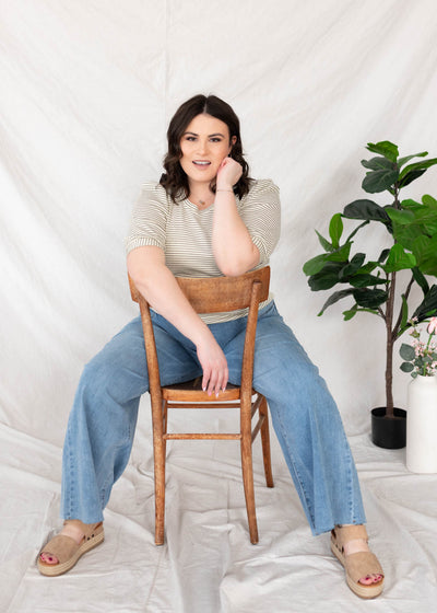 Plus size washed denim pants with wide leg