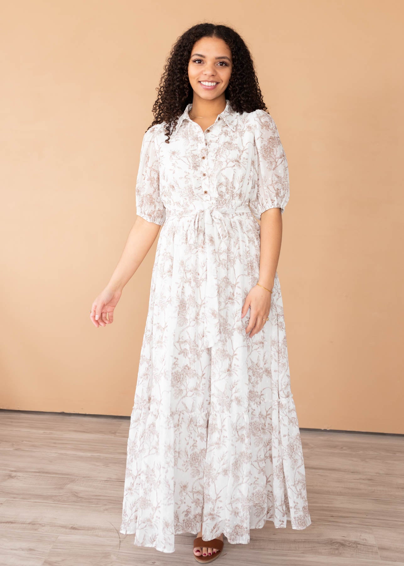 Alissa Cream Floral Button Dress