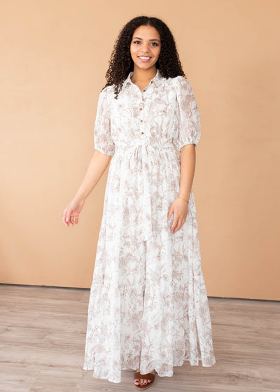 Alissa Cream Floral Button Dress