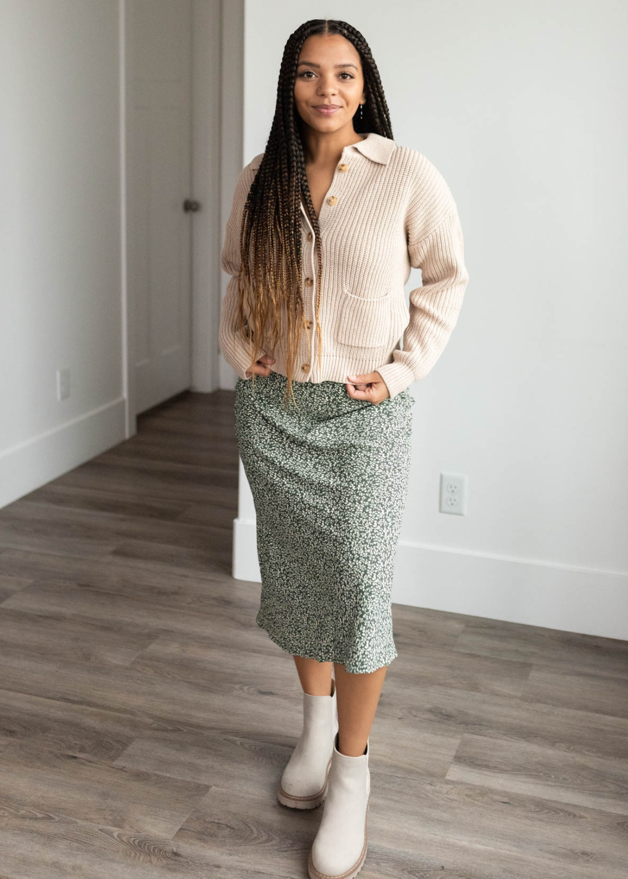 Amanda Taupe Collared Button Down Cardigan