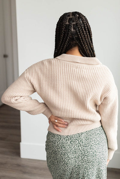 Amanda Taupe Collared Button Down Cardigan