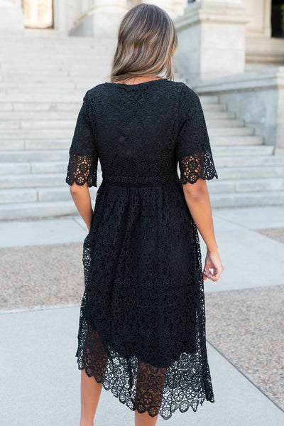 Back view of the black lace dress