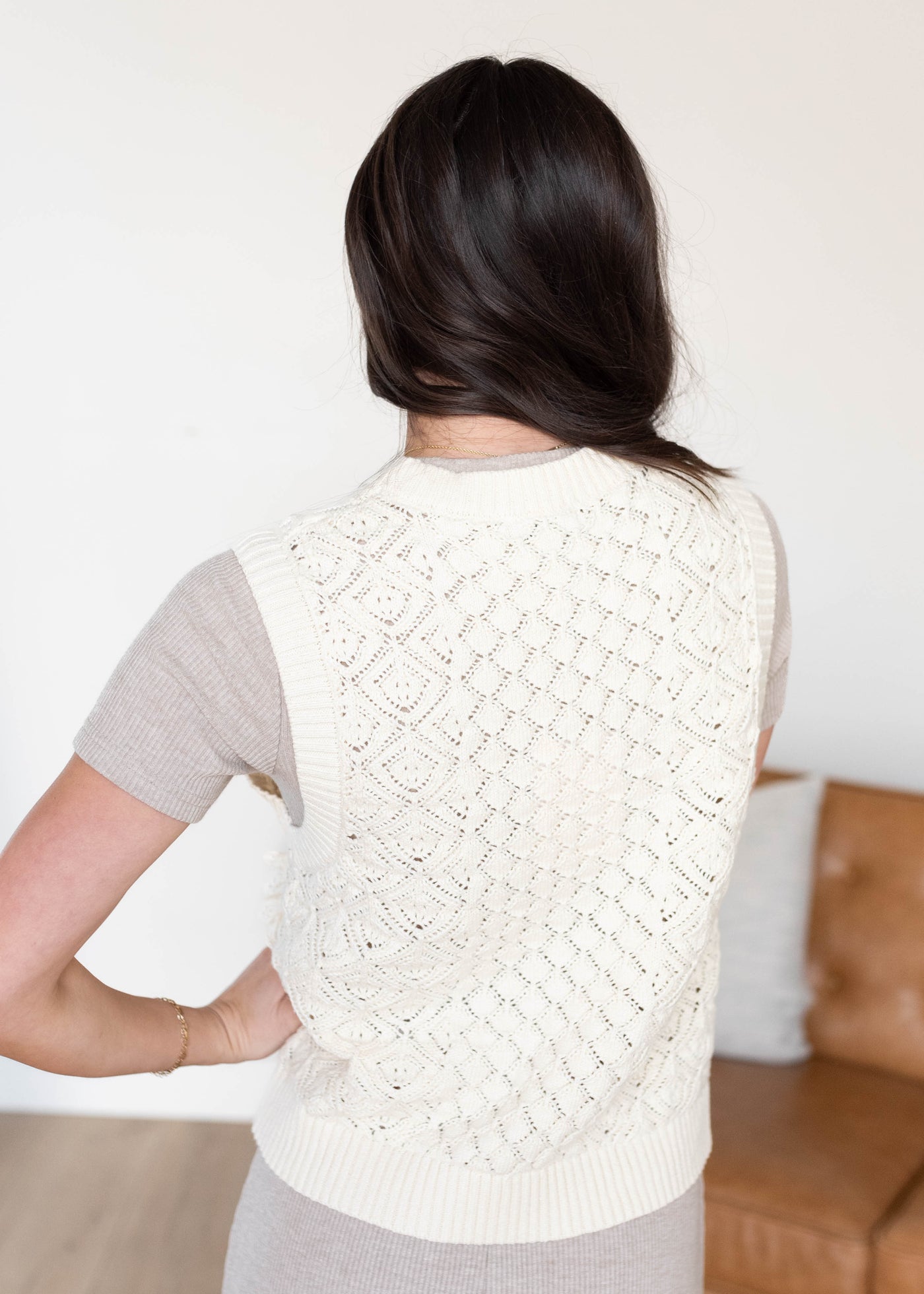 Amiah Cream Knit Sweater Vest