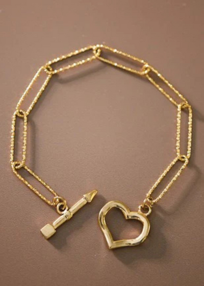 18K heart chain bracelet