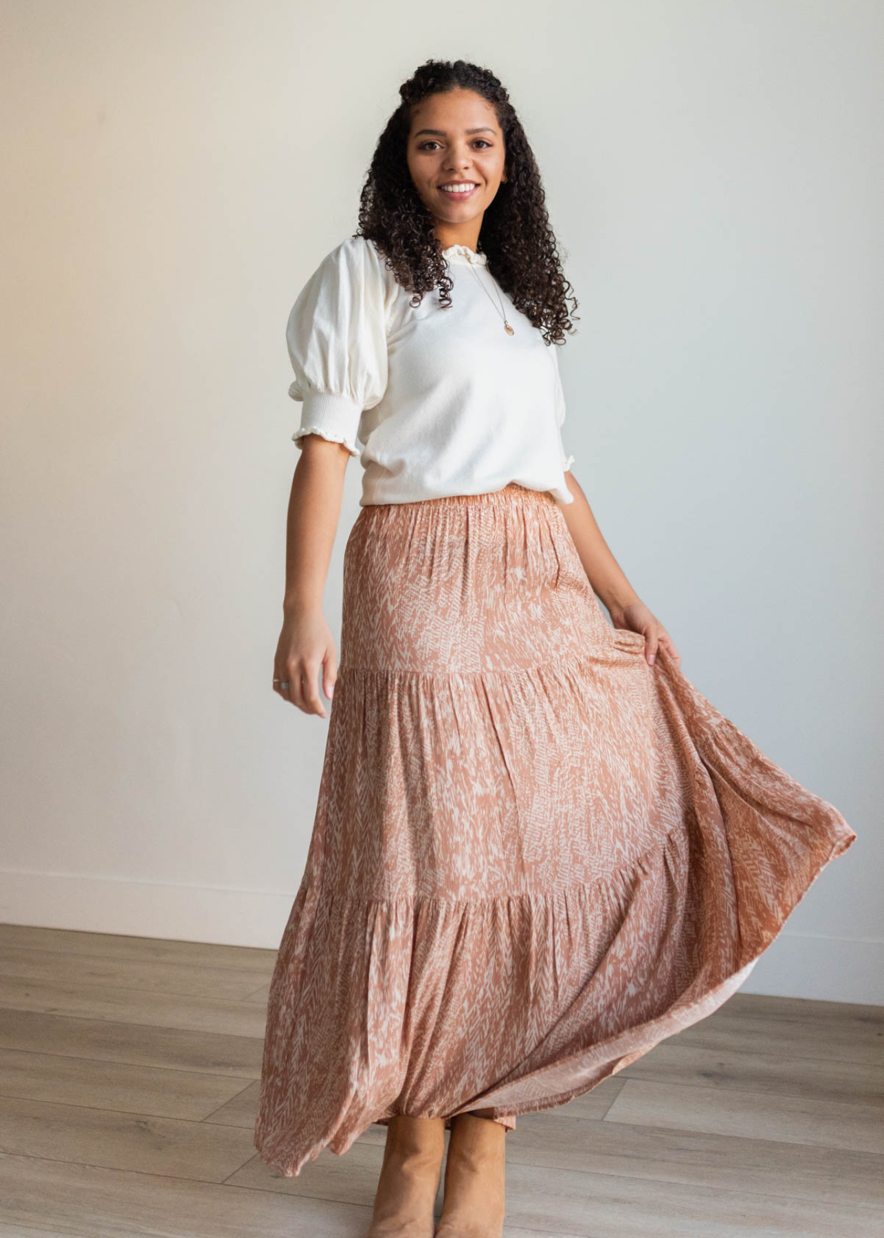 Tan pattern skirt