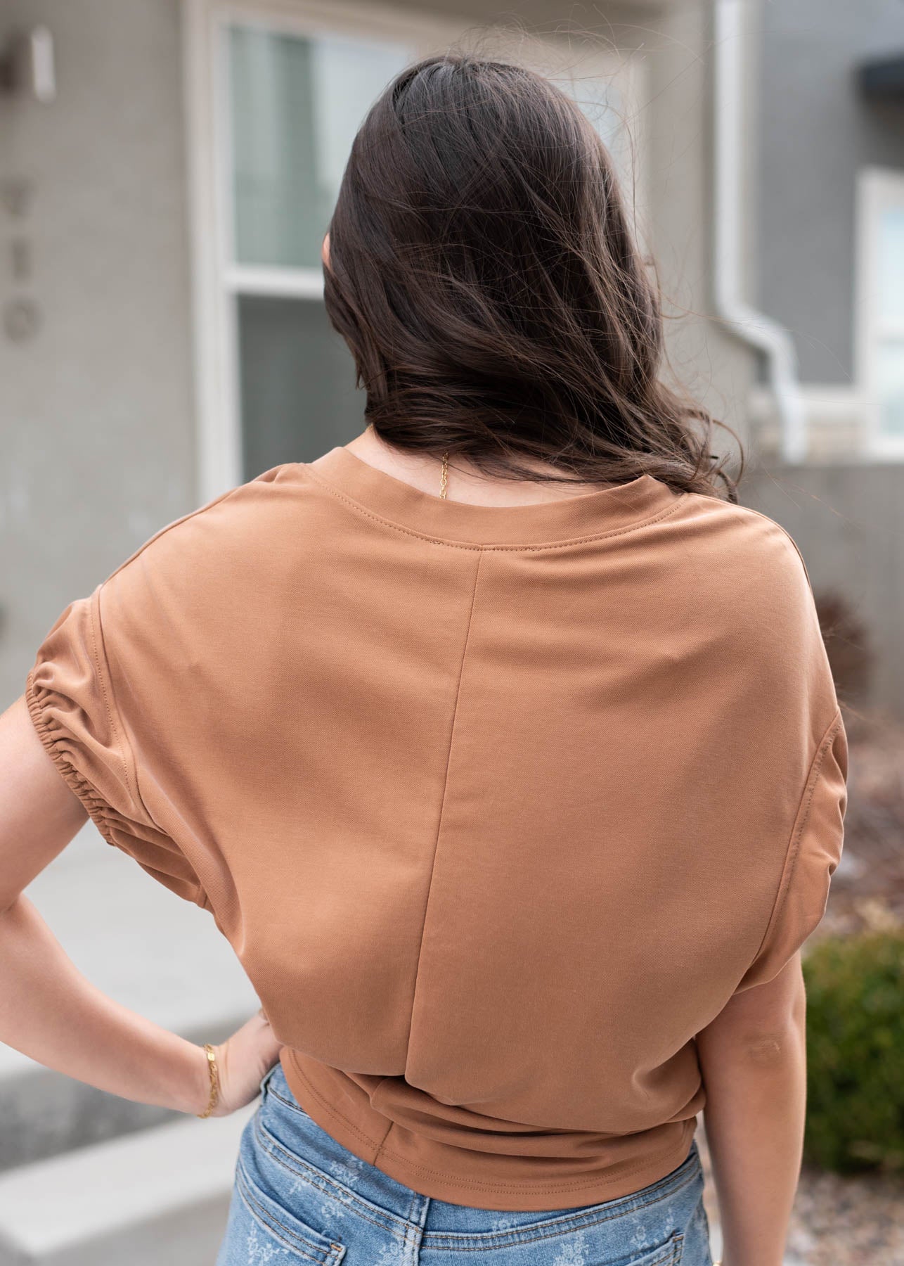 Back view of the light mocha top