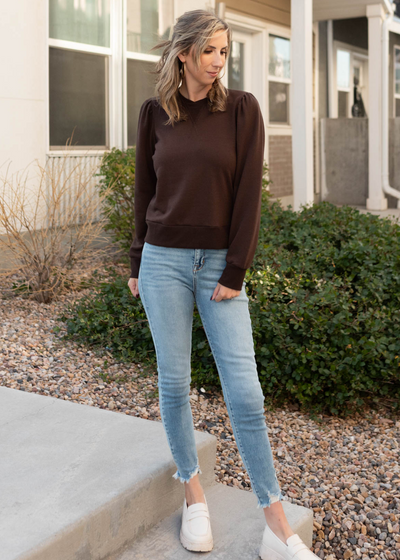 Long sleeve brown pullover