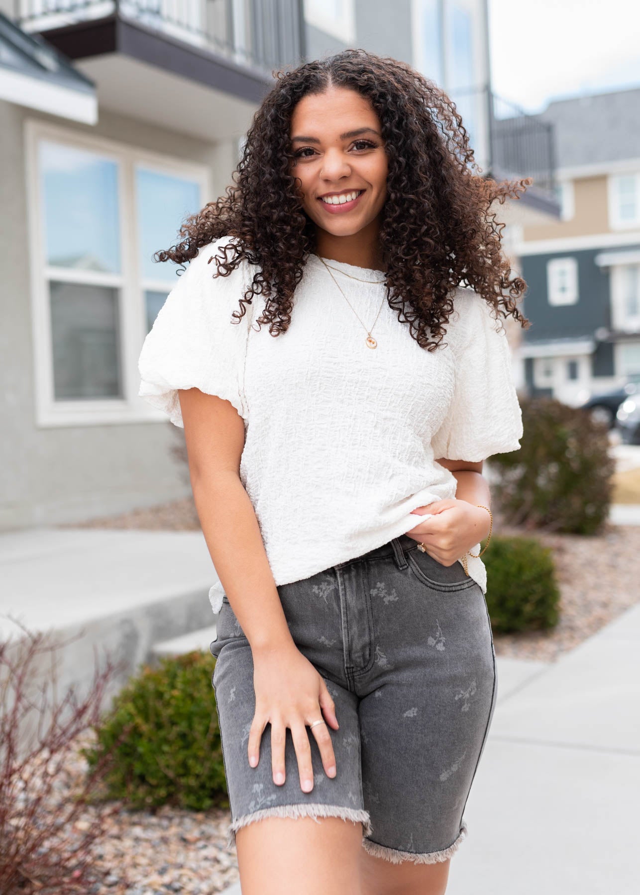 Annalie Ivory Textured Top