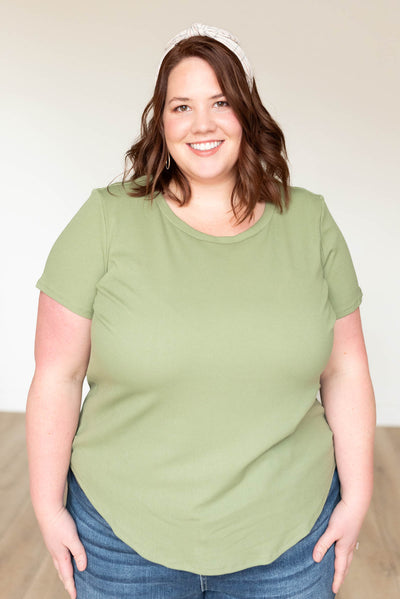 Sage ribbed top in plus size