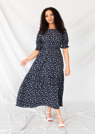 Ashlyn Navy Floral Dress