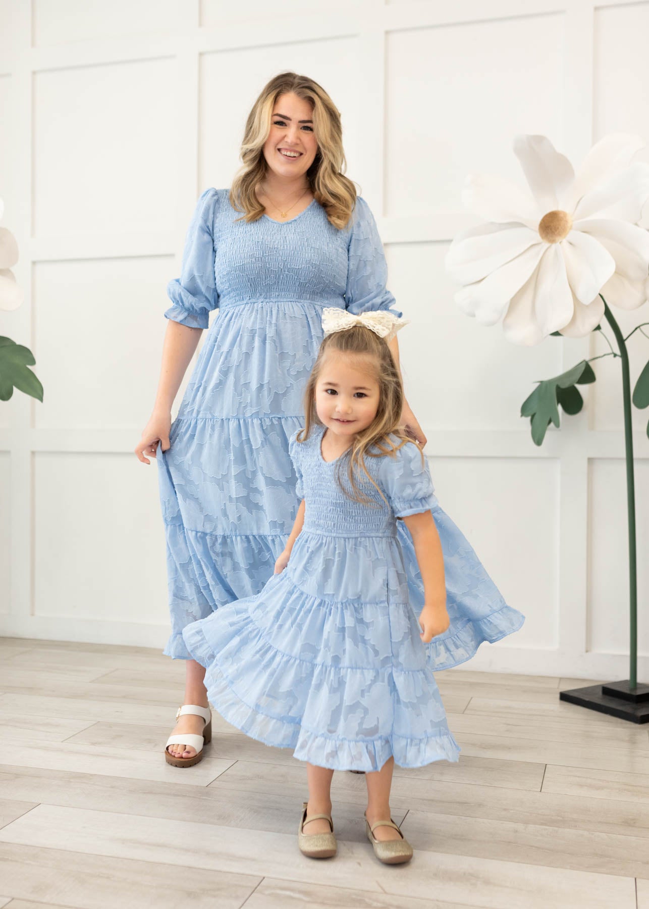 Audra Blue Floral Tiered Dress