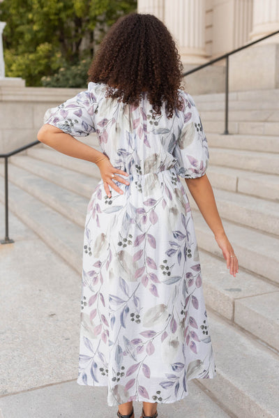 Back view of the lavender floral dress