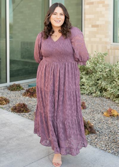 Plus size lilac floral dress