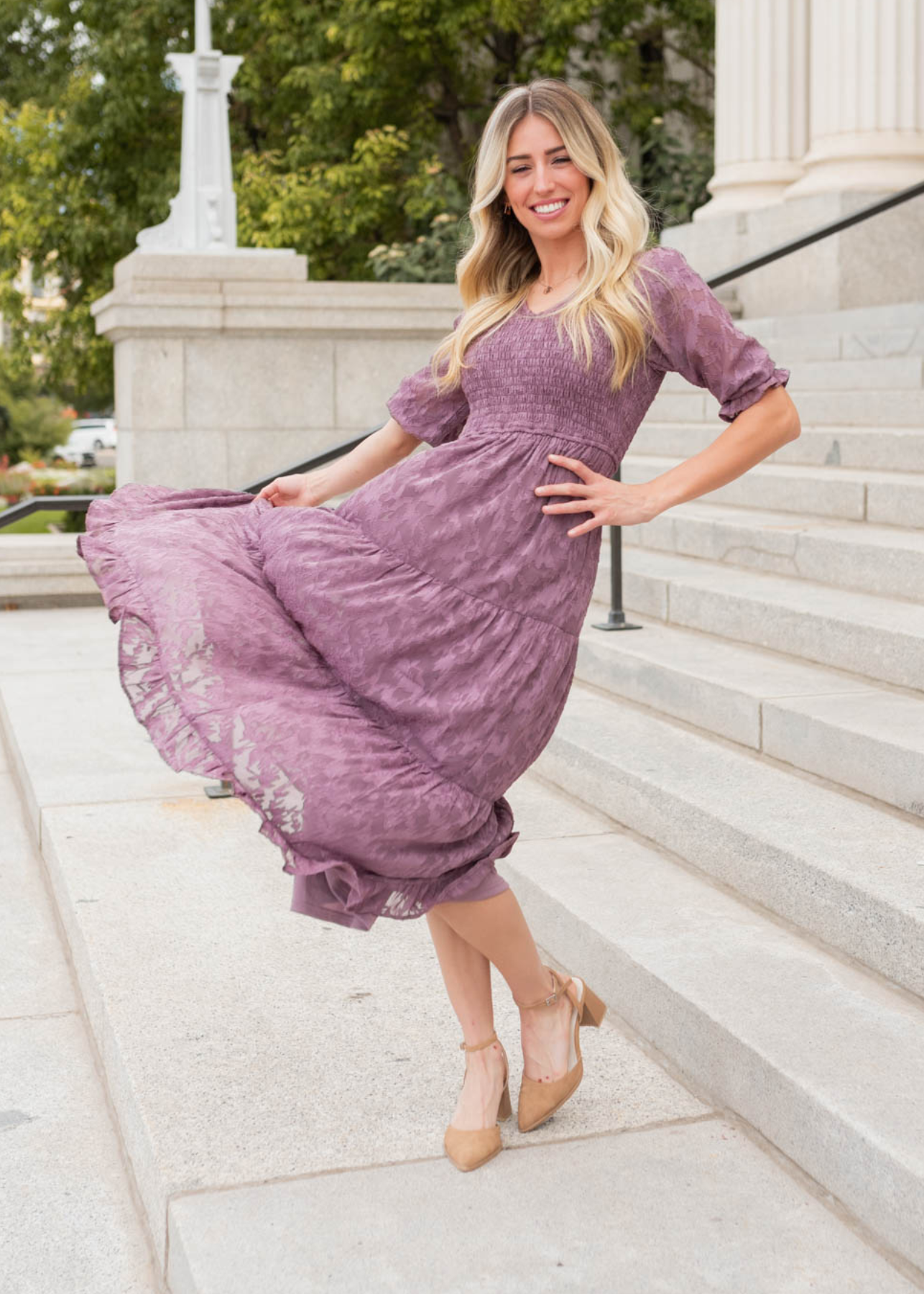 Purple floral dress