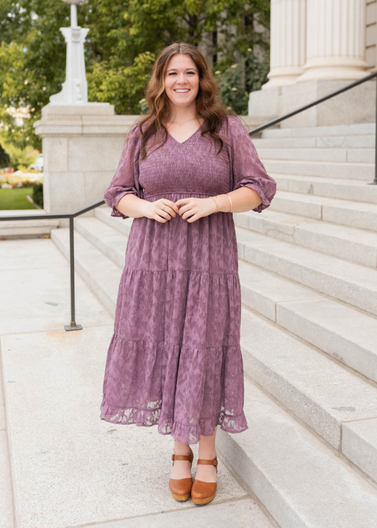 Plus size purple floral dress