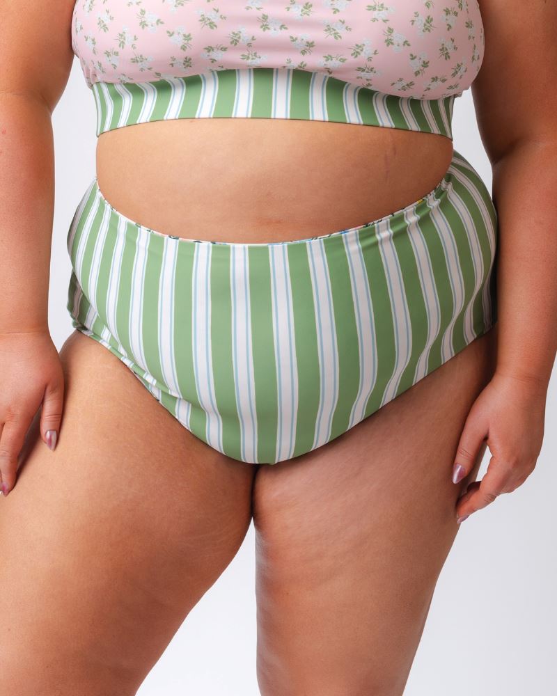 Somerset Floral/ Basil Stripe Reversible Ultra High-Waist Bottom