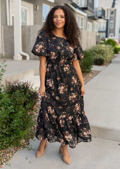 Black floral dress