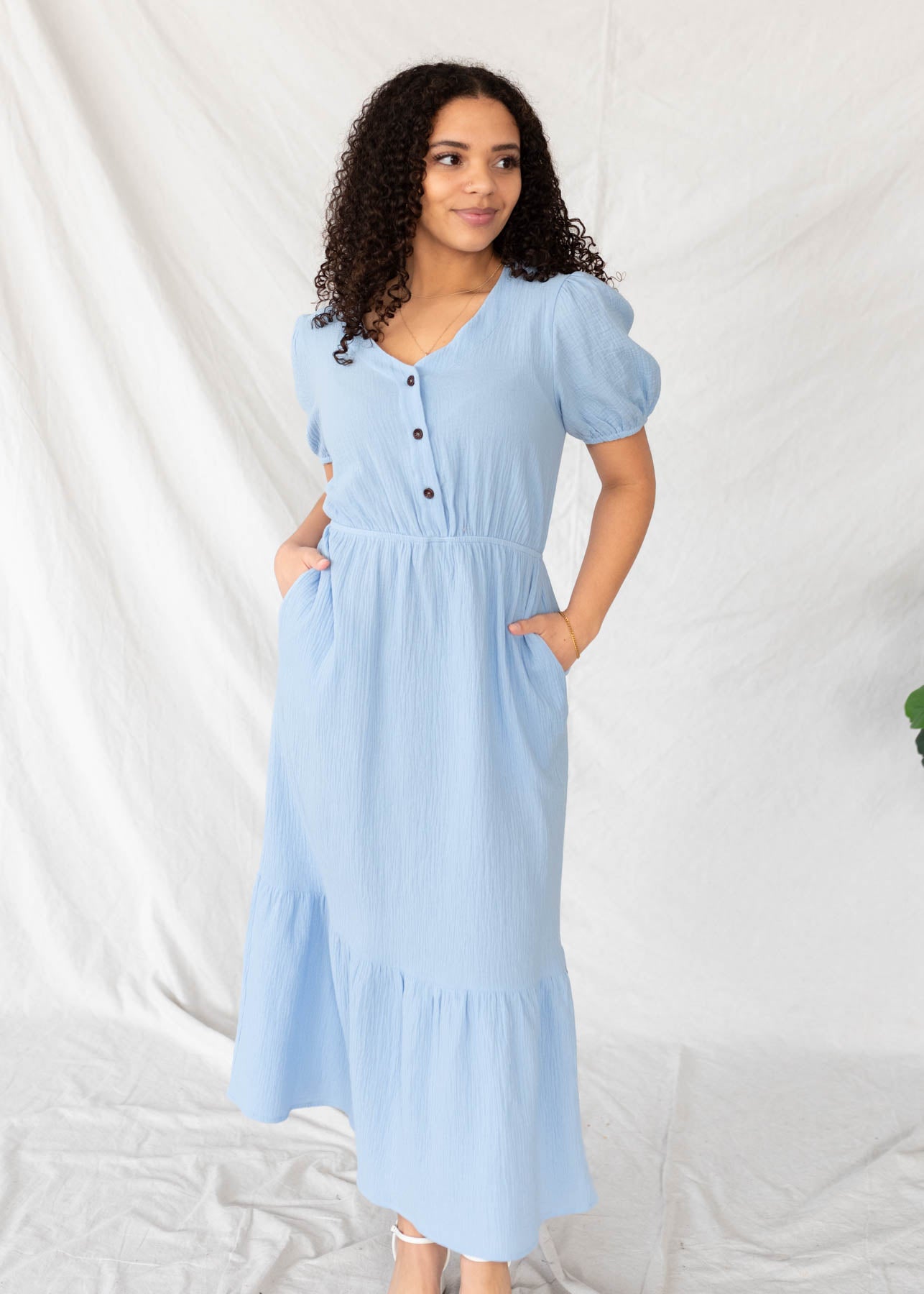 Breanna Blue Gauze Dress