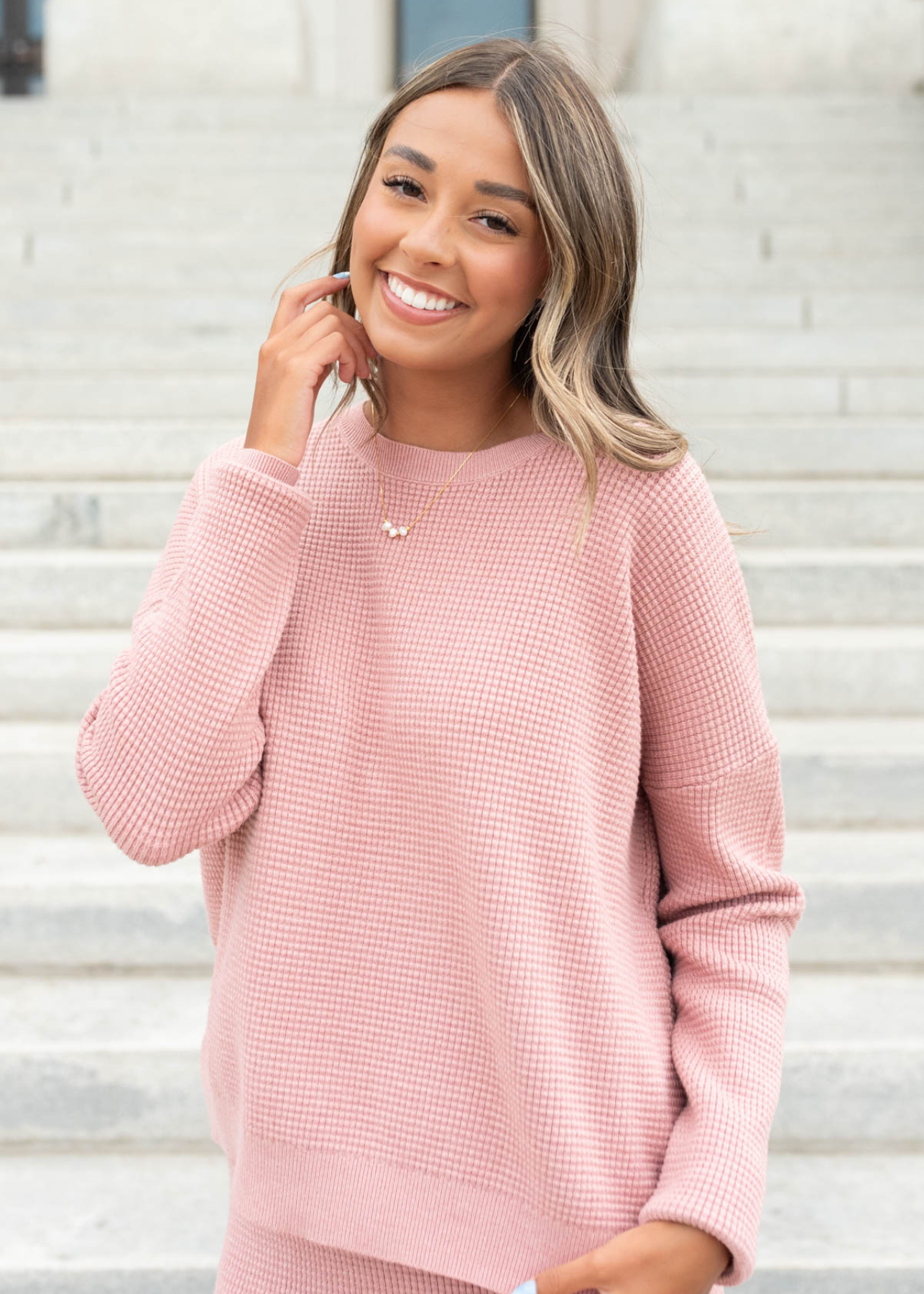 Long sleeve blush pink sweater