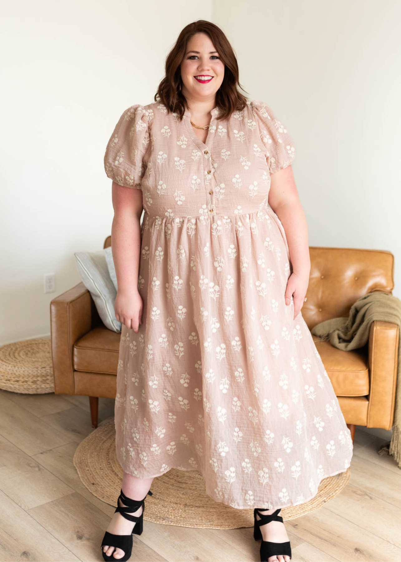 Plus size dusty pink floral dress