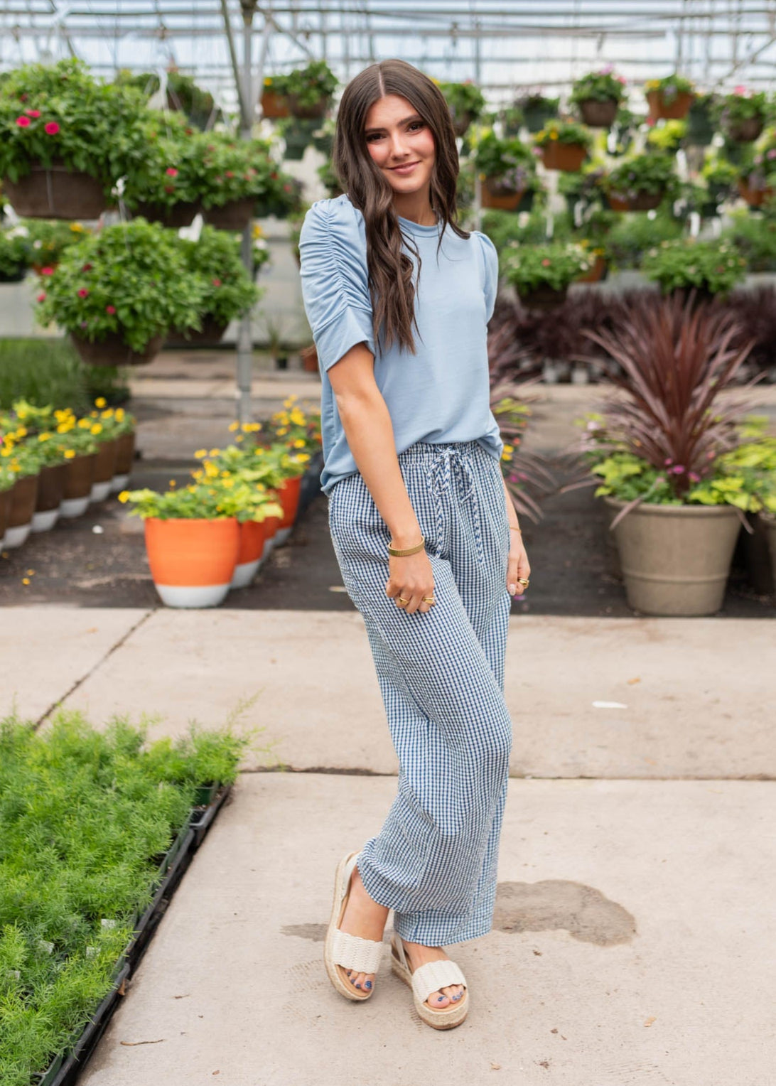 Brynn Blue Gingham Pants