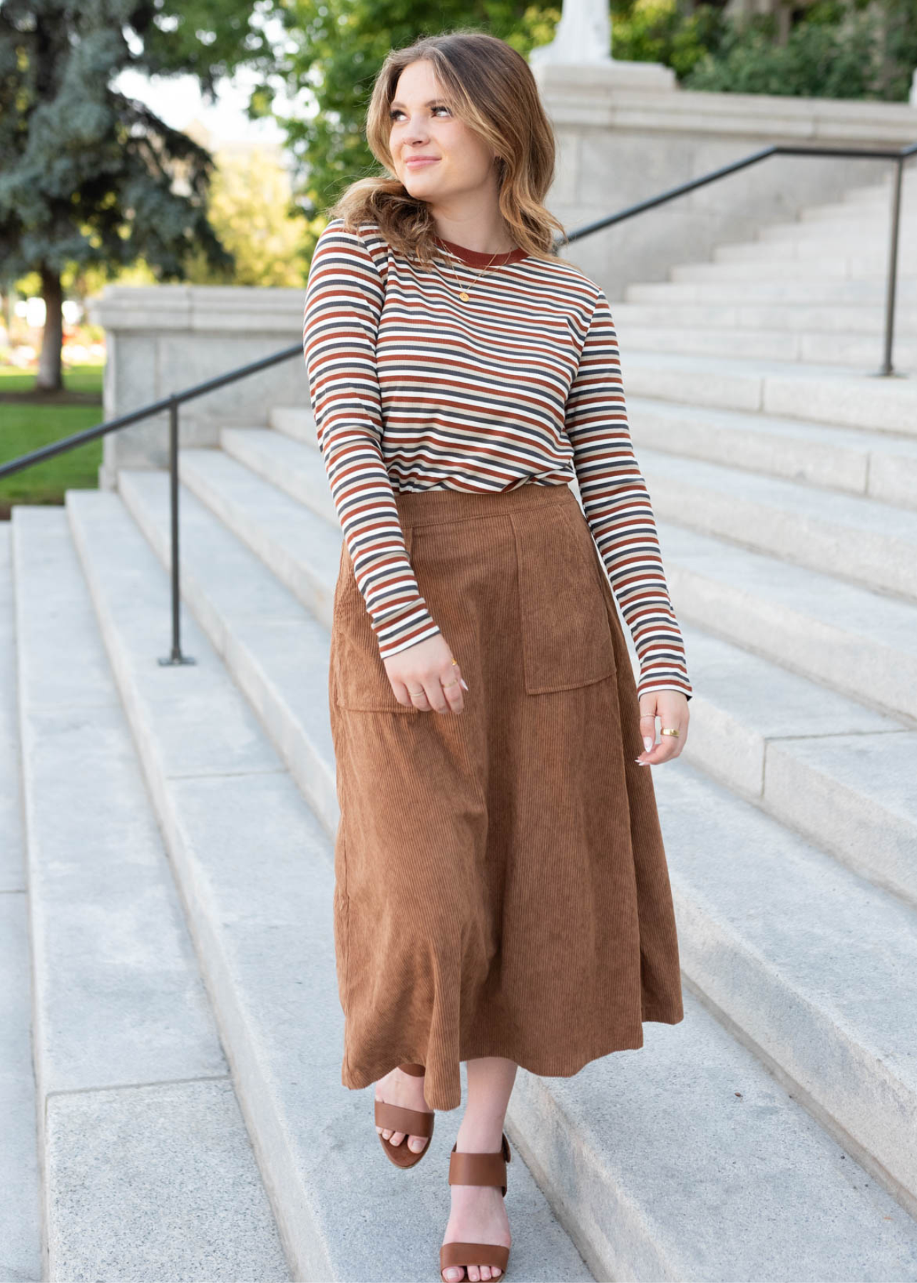 Chestnut corduroy skirt