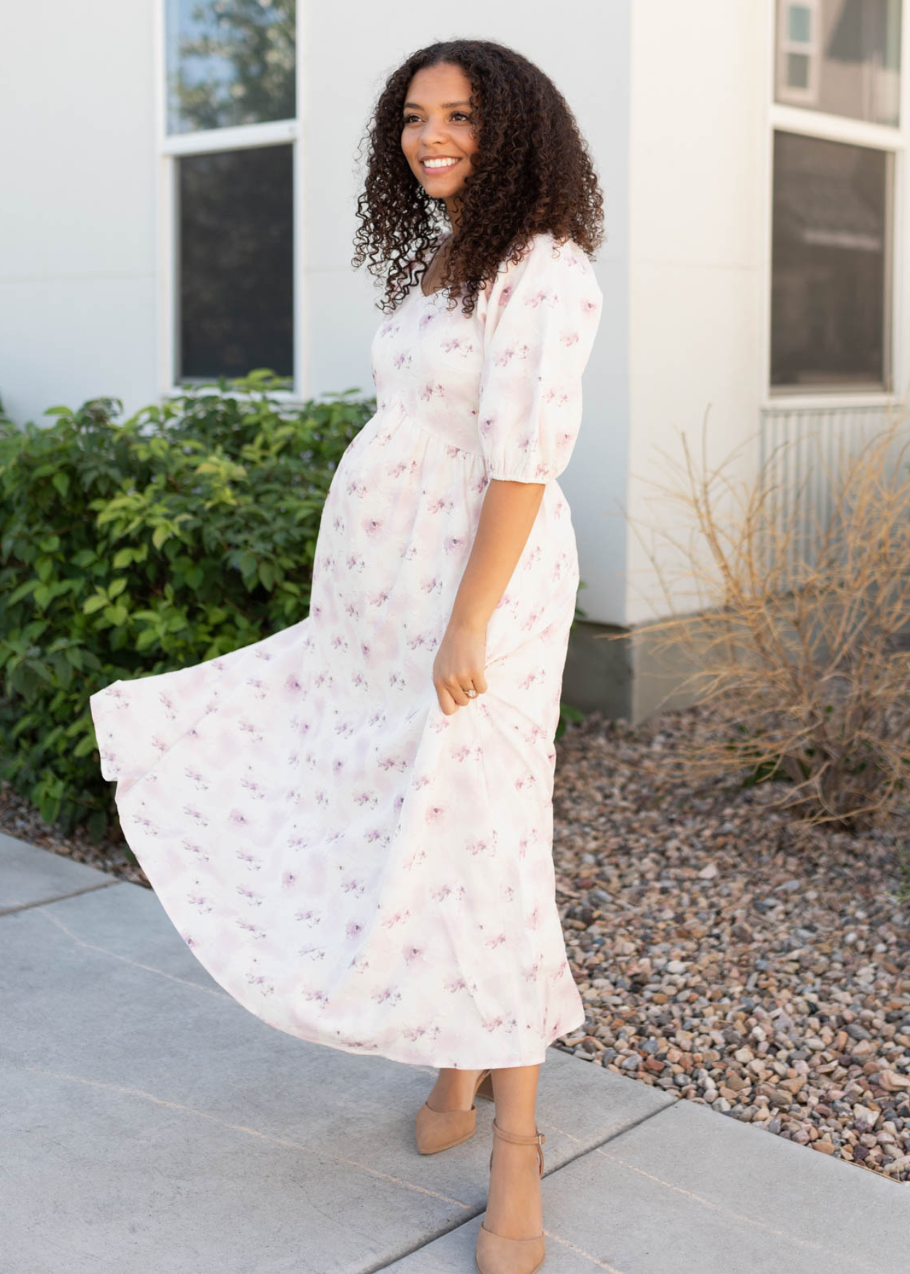 Lavender blush floral dress