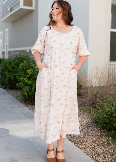 Plus size lavender blush floral dress