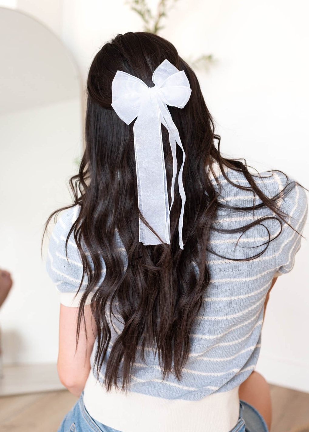 Cara White Organza Sheer Bow