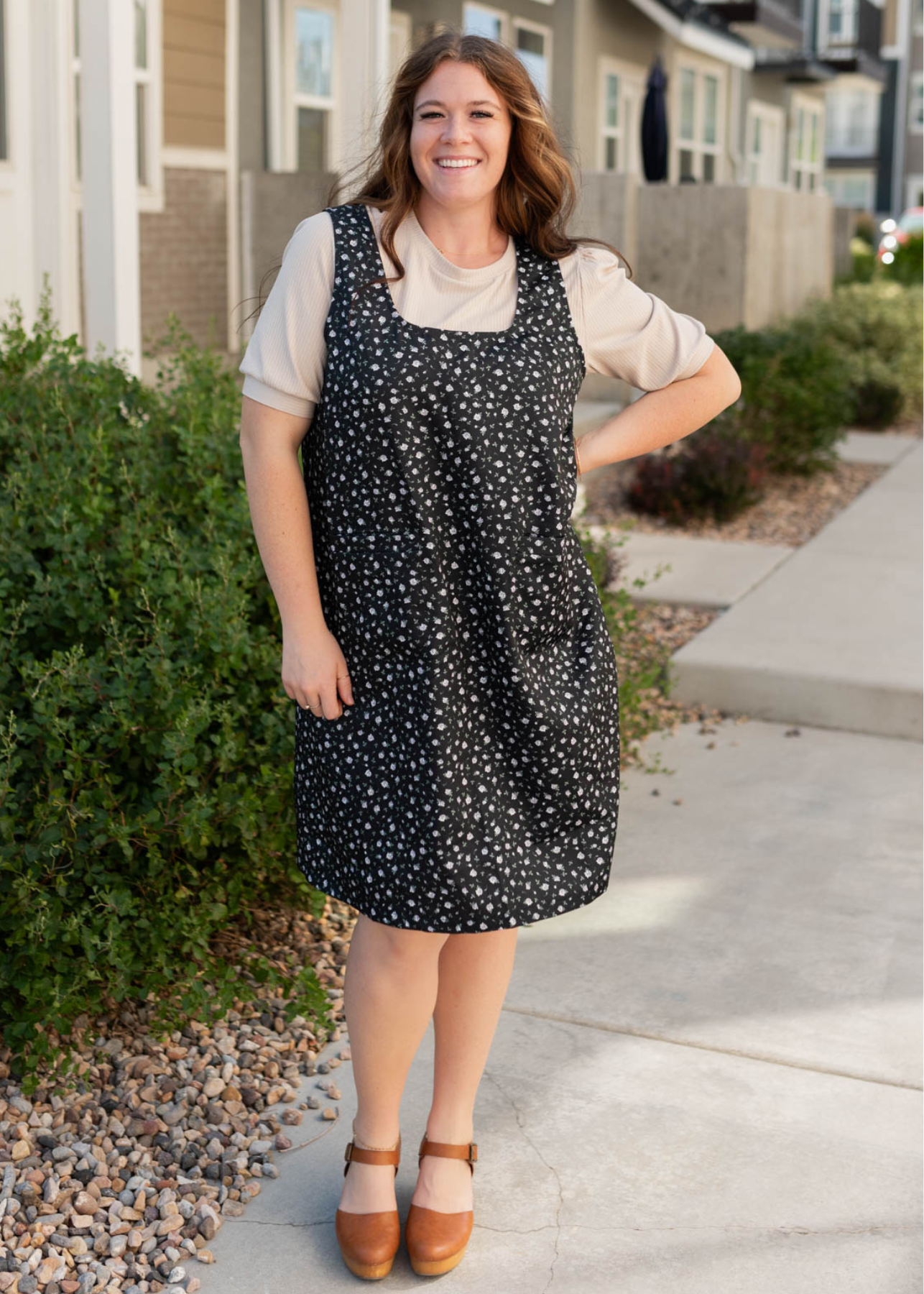 Carly Black Floral Jumper Dress