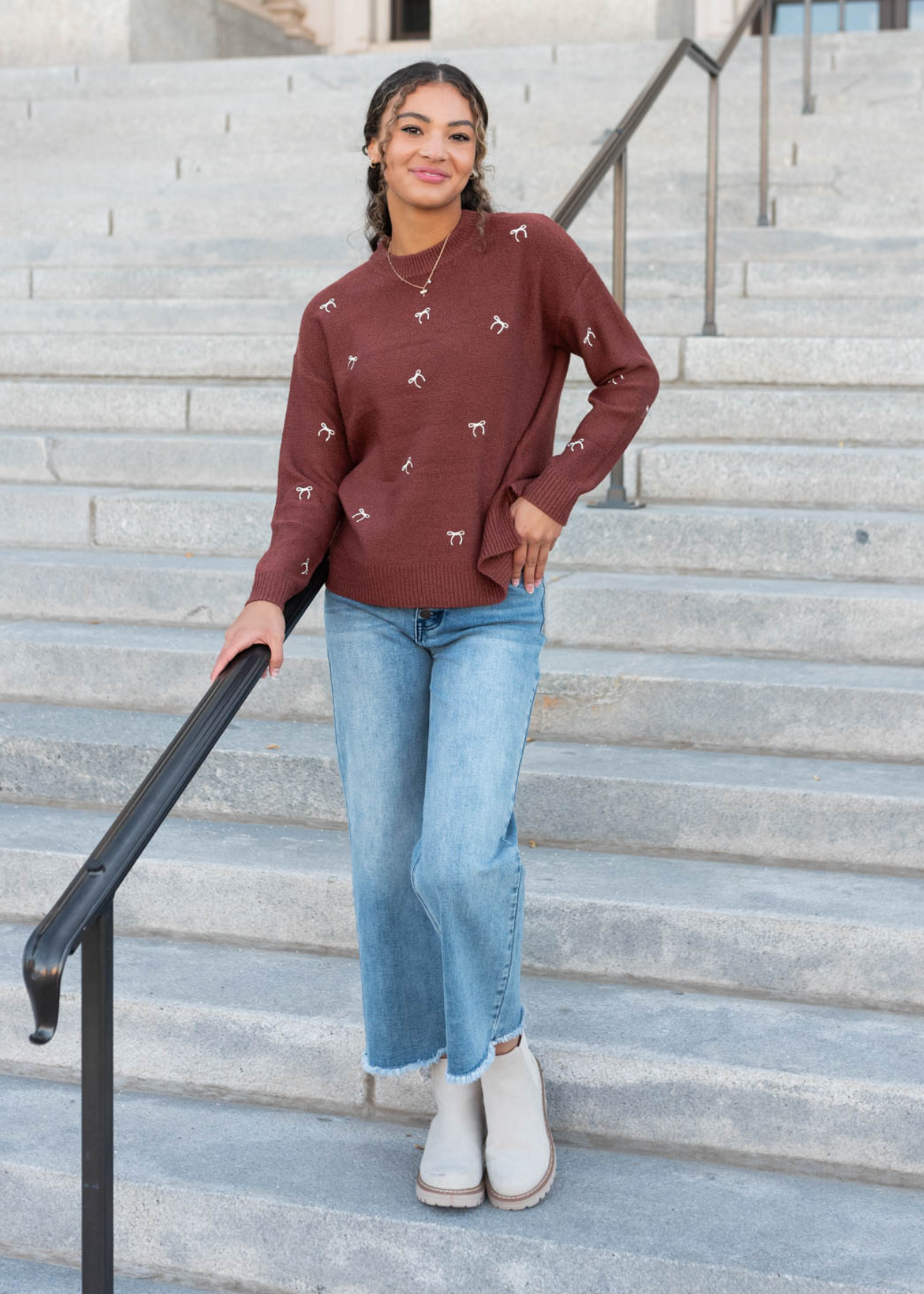 Long sleeve sienna bow sweater