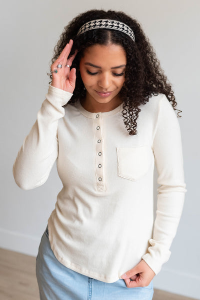 Super soft cream long sleeve top