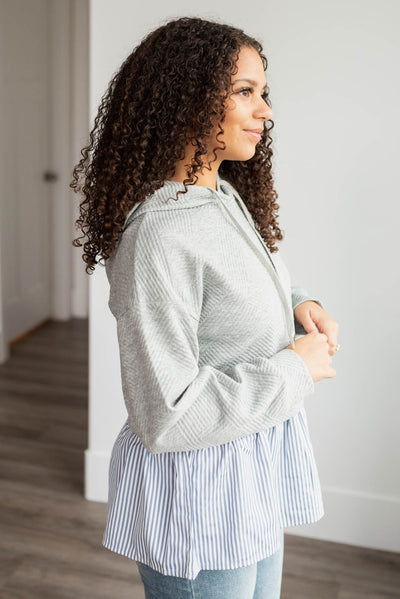 Celine Heather Grey Textured Hoodie