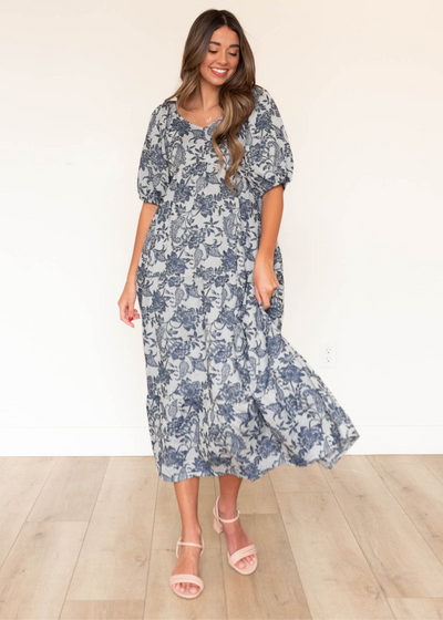 Navy floral dress