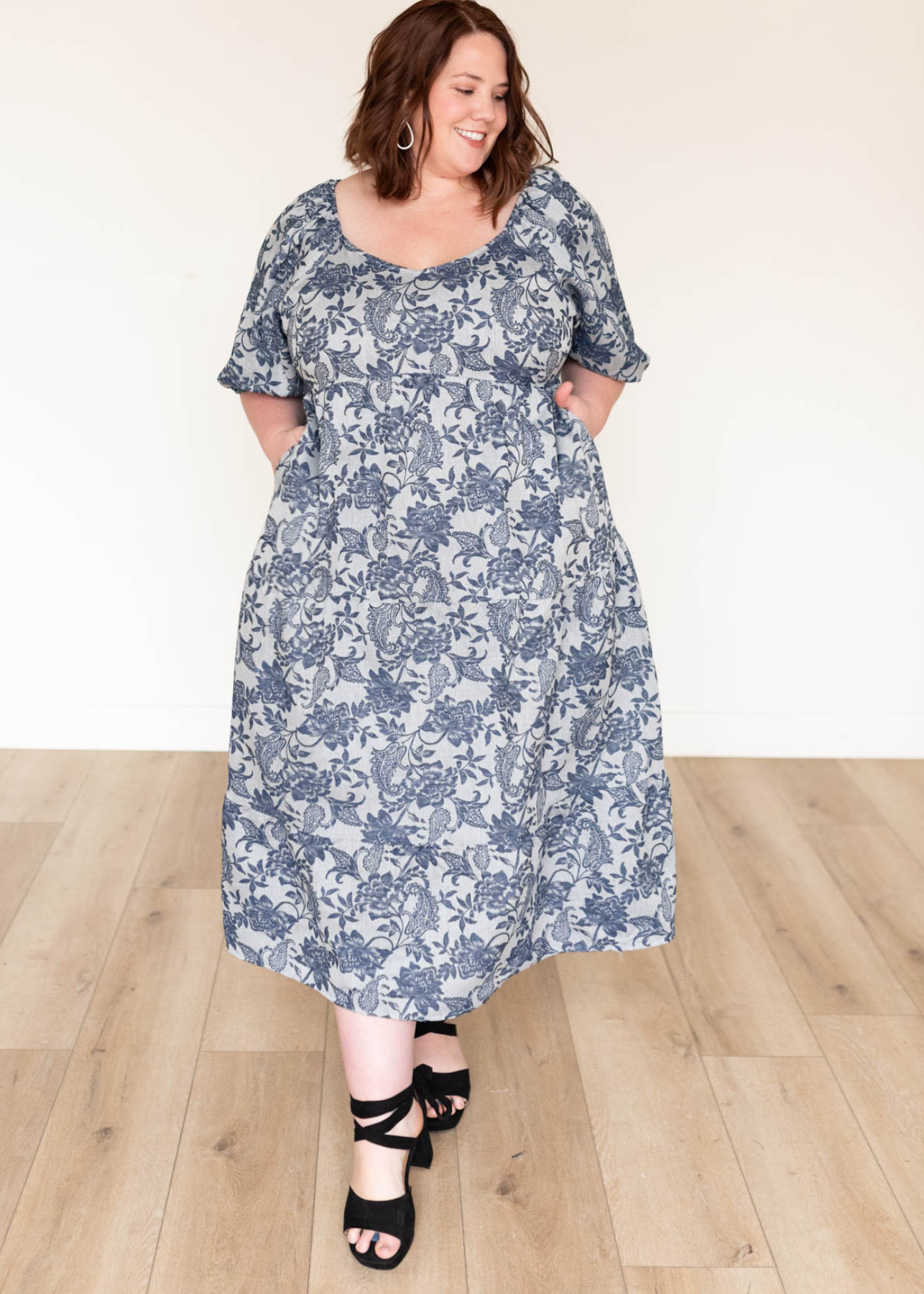 Plus size navy floral dress