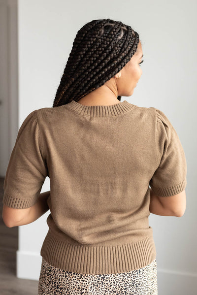 Chesnee Taupe Short Sleeve Sweater