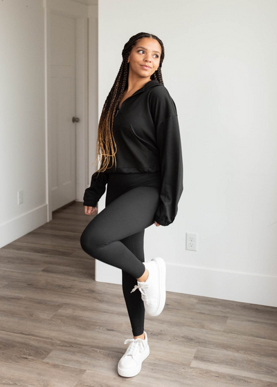 Chrissa Black Half Zip Pullover