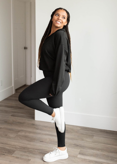 Chrissa Black Half Zip Pullover