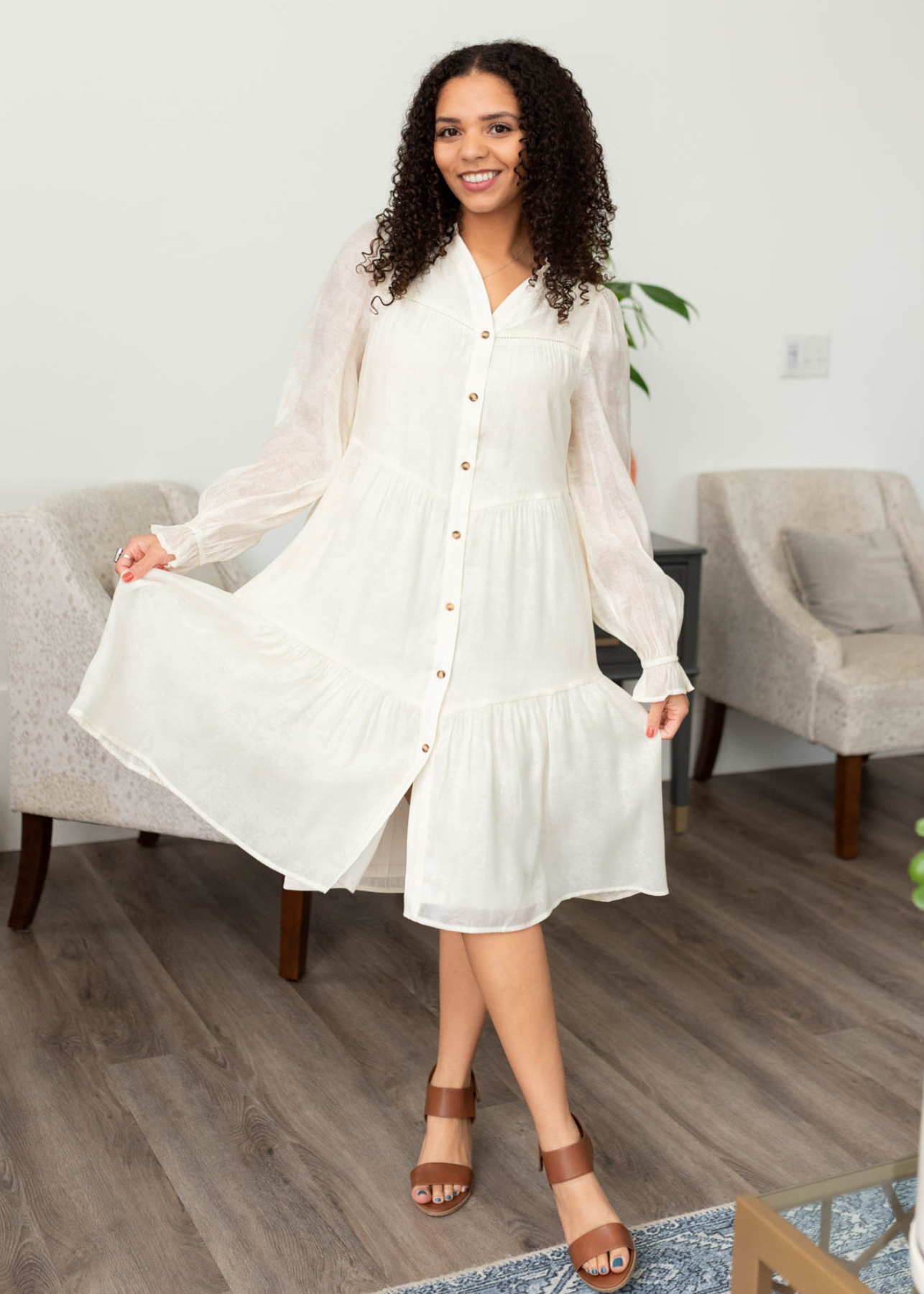 Ivory button down dress